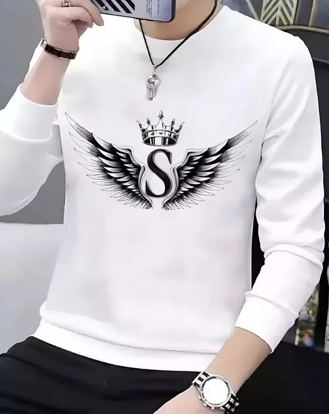 BAXO Men Printed Round Neck Polyester White T-Shirt