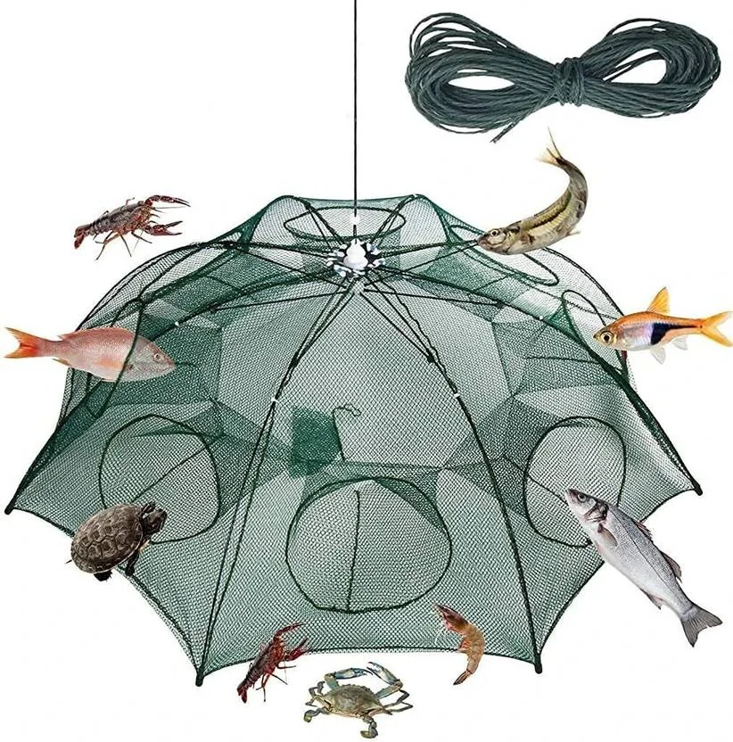 KANABEE Portable Fishing Net, Shrimp Minnow Crayfish Crab Baits Cast Mesh Trap Automatic Aquarium Fish Net  (35 cm x 95 cm)