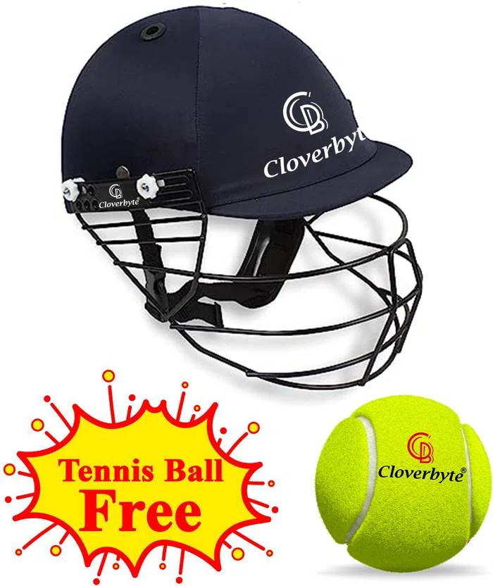 CLOVERBYTE Cricket Full Size Navy Blue Practice Helmet for Men & Boys With Free Tennis Ball Cricket Helmet  (Blue, Yellow)