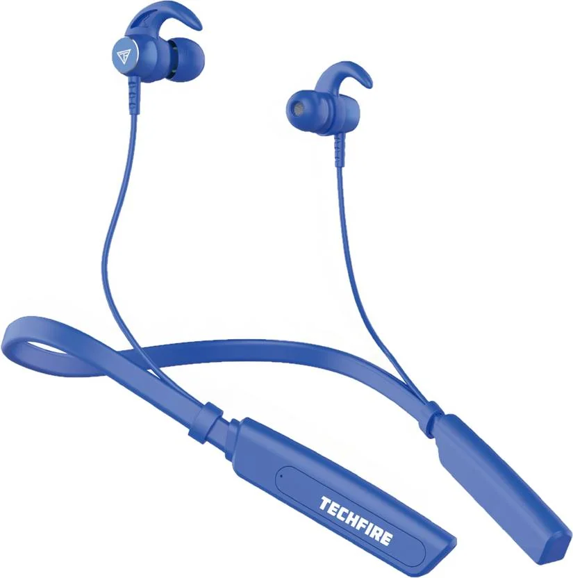 TECHFIRE Fire 500v2 Neckband hi-bass Wireless Bluetooth  (Blue, In the Ear)